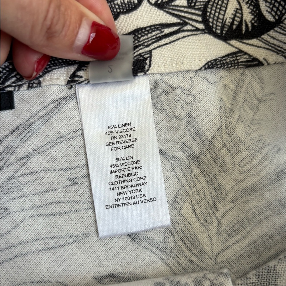T Tahari Monochrome Botanical A-Line Linen Skirt Size 2 - Picture 10 of 10